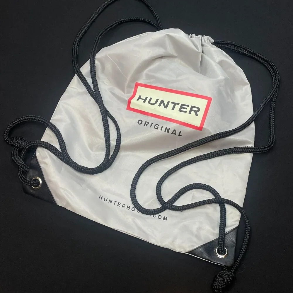 ~ HUNTER Backpack Lightweight Strong Nylon Drawstring Cinch Adjustable Gray Blk
